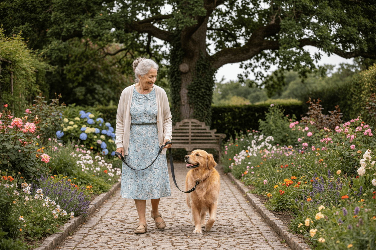 chien-jardin-longe-pour-chien-avec-mere