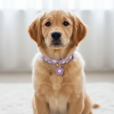 chiot maison avec son mignon collier
