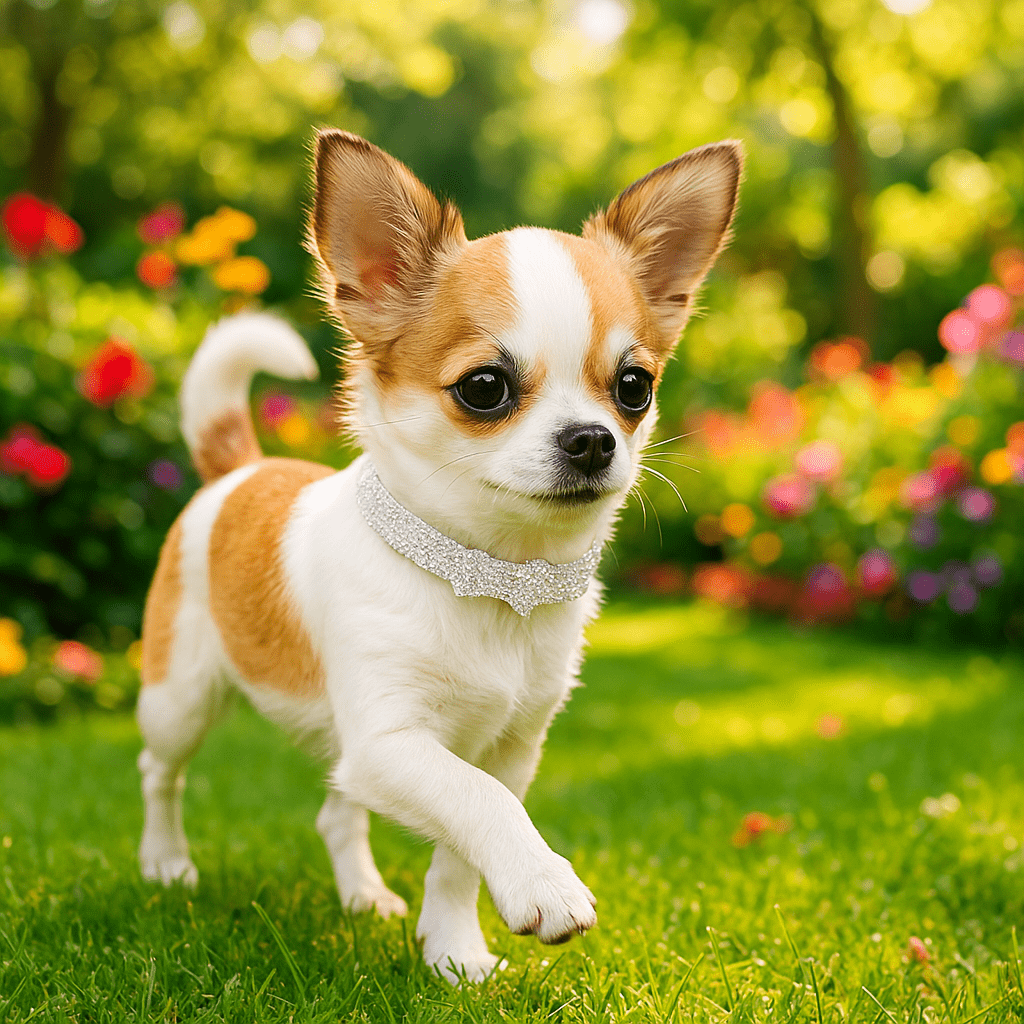 Chien jardin avec son collier chien