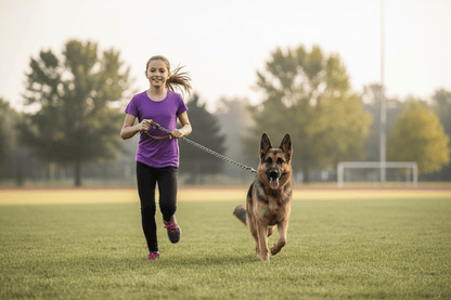 Fillette-chien-sport-avec laisse-pour-chien