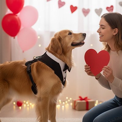 chien amour avec son harnais chien mariage