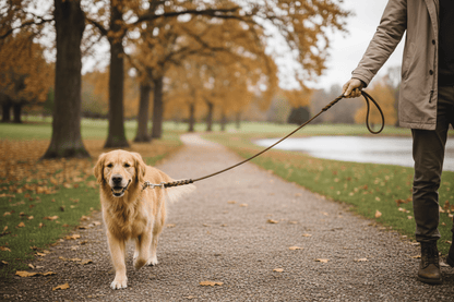 chien balade avec longe chiens en cuir tressée 