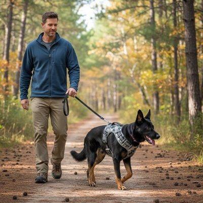 chien course maitre avec harnais chien anti traction