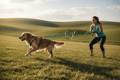 Chien course résistance sur colline avec longe chien