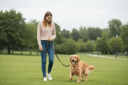 chien femme balade avec longe chiens