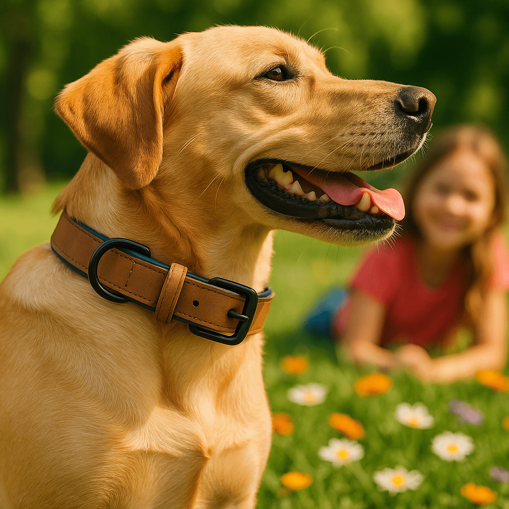 chien fillette mielleux avec collier en cuir pour chien