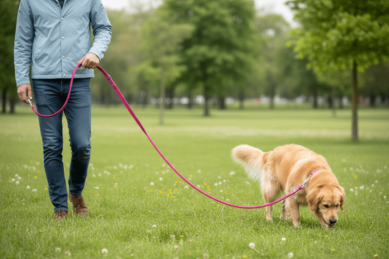 chien-humant-sol-avec-longe-pour-chien