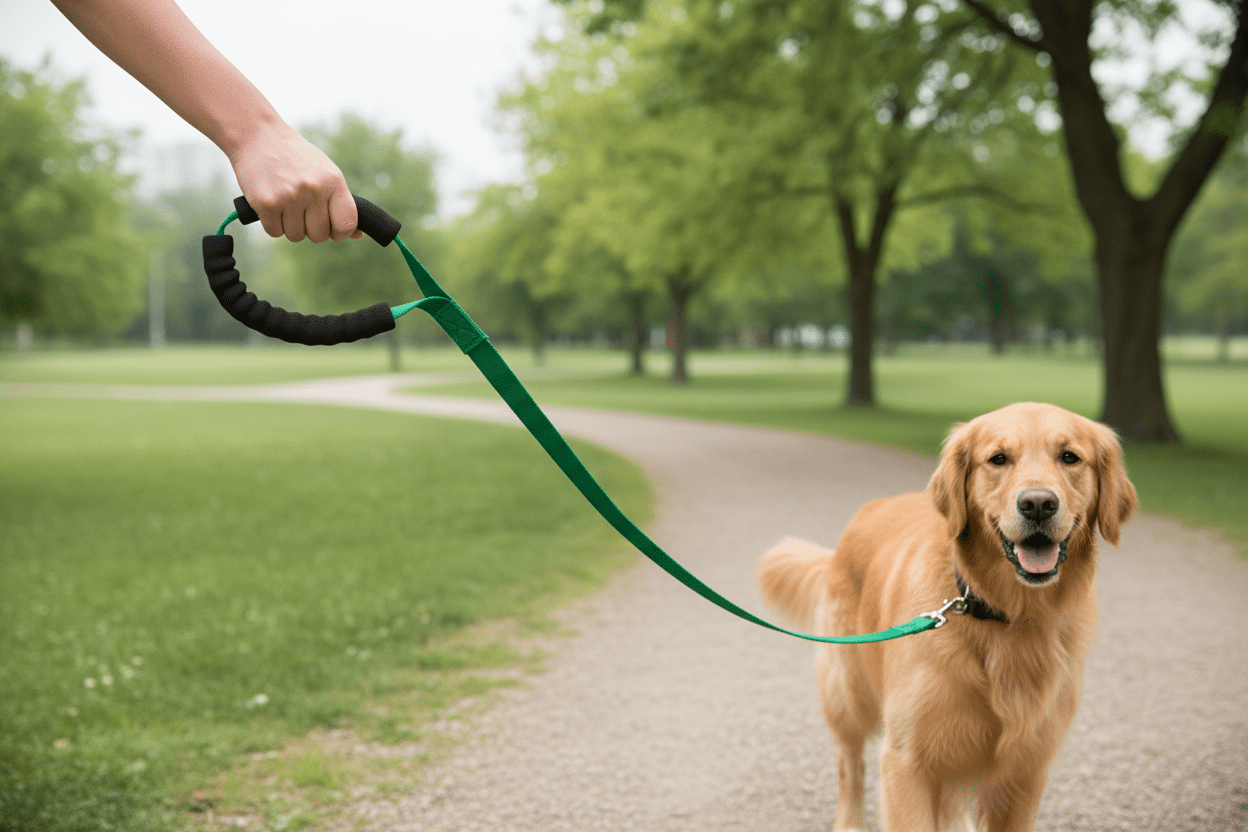 chien jardin marchant avec longe chiens