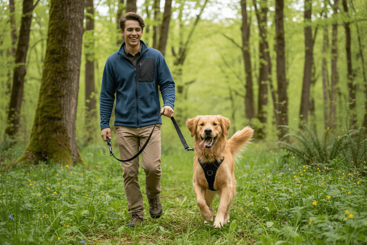 chien-joyeux-dans-avec-nature-longe-pour-chien