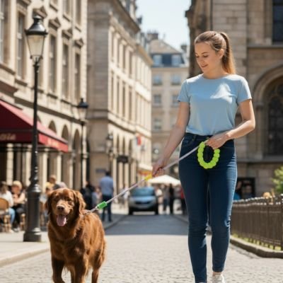 chien-maitresse-route-avec-laisse-pour-chien