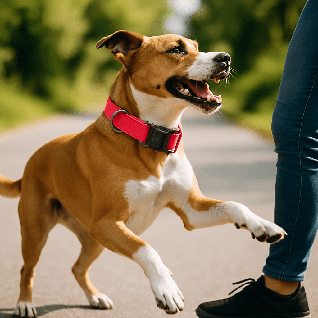chien marchant avec collier pour chien extraordinaire