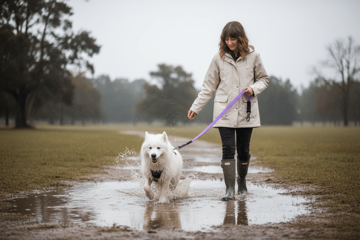 chien-pataugeant-avec-longe-chien