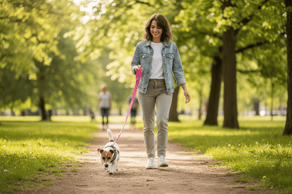 chien profitant promenade avec longe pour chien