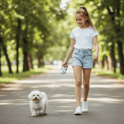  chien promenade avec laisse chien enrouleur