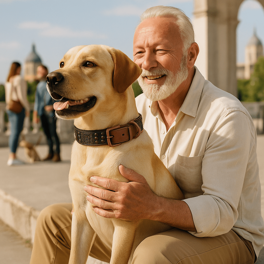 chien promenade regalant son merveilleux collier chien