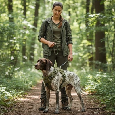 chien tirant foret avec harnais chien anti traction 