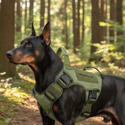  chien visitant foret beau dans sonharnais
