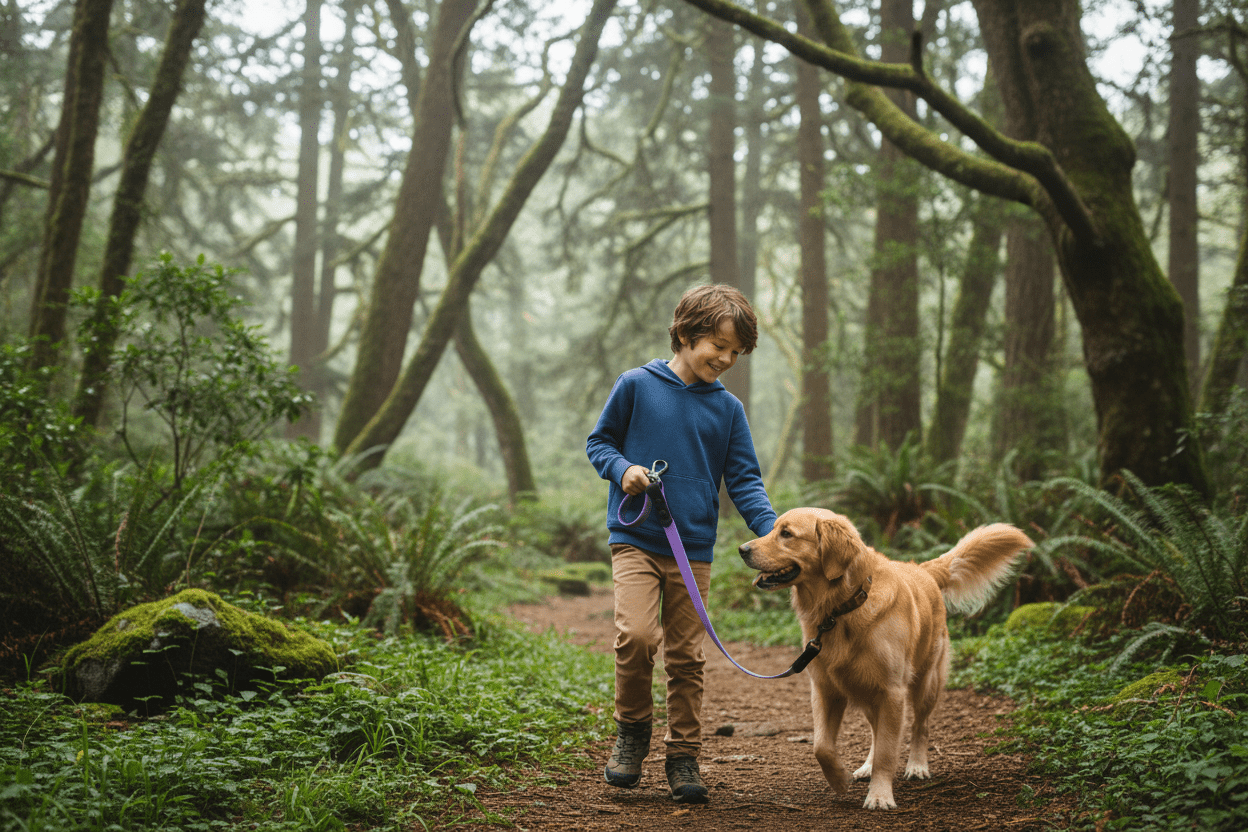 chien-visite-avec-longe-chien-violette