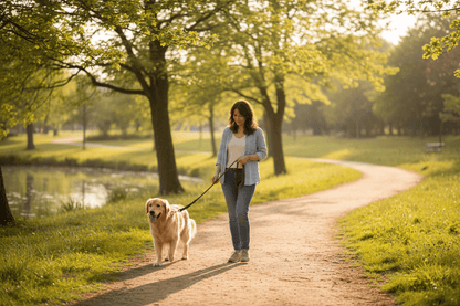 Chien balade sereine avec longe chiens