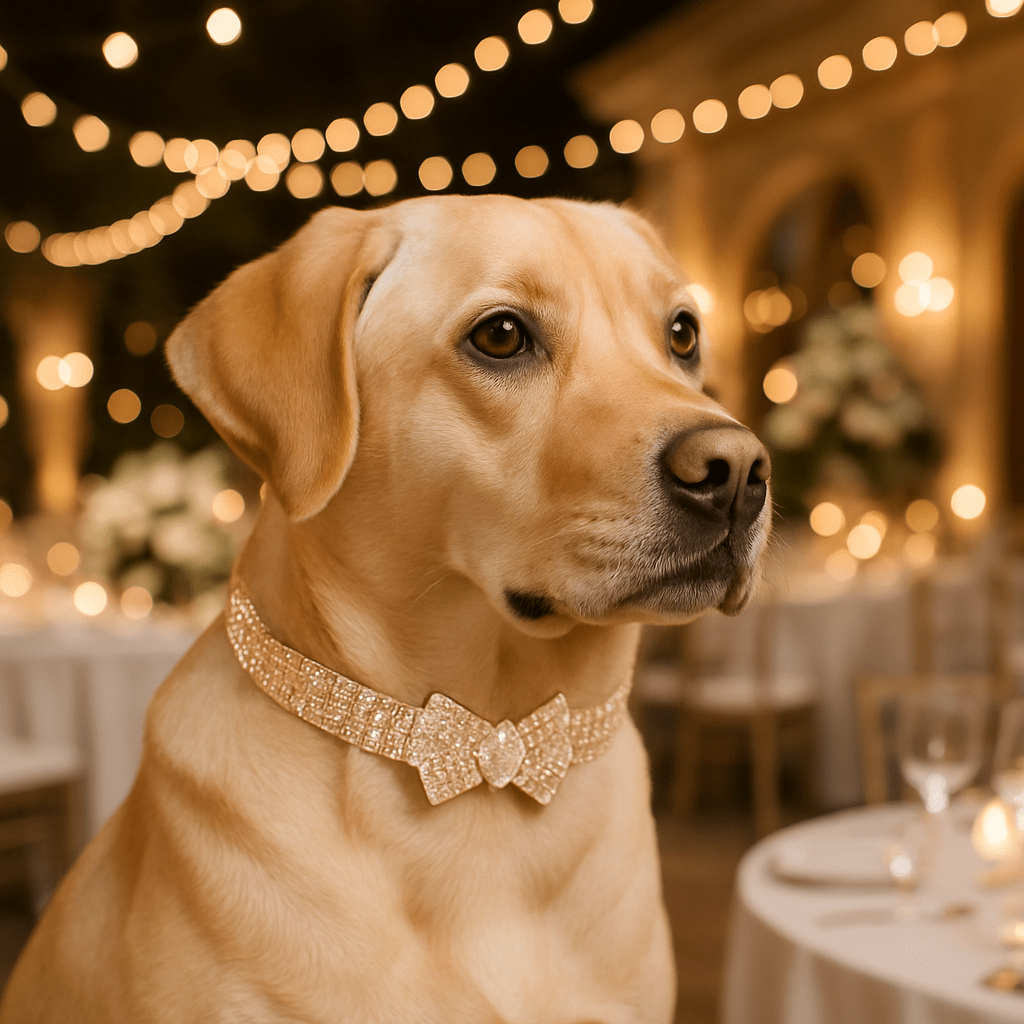 chien soiree avec son collier chien