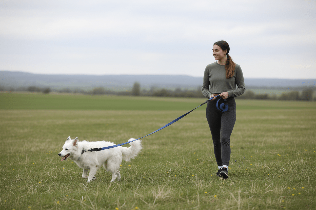 chienne-avec-luna-portant-longe-chien-bleue