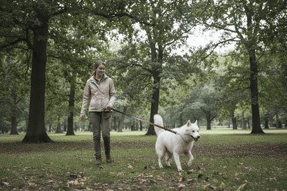 chienne-dans-nature-avec-longe-chien-marron