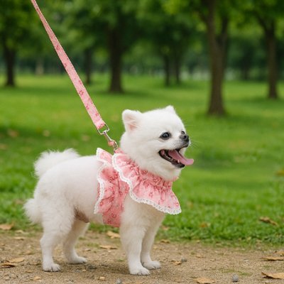 chienne-jardin-souriant-avec-son-harnais-petit-chien