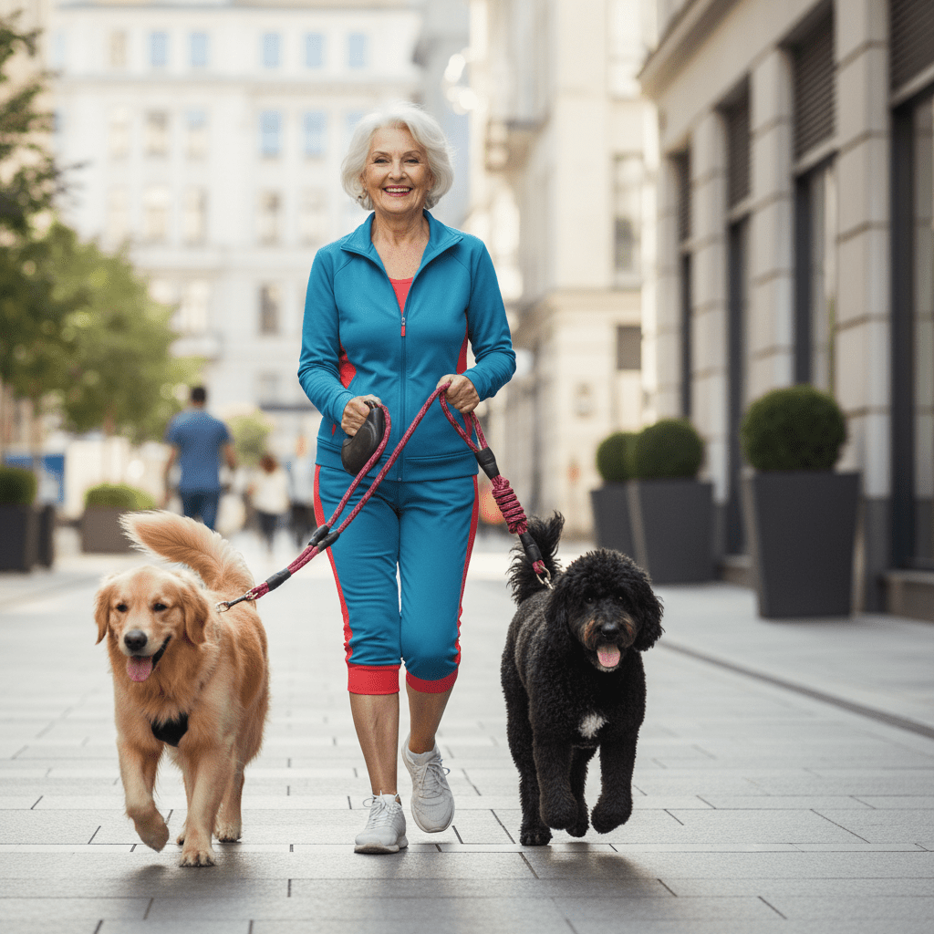 chiens mère marchant avec laisse double pour chien