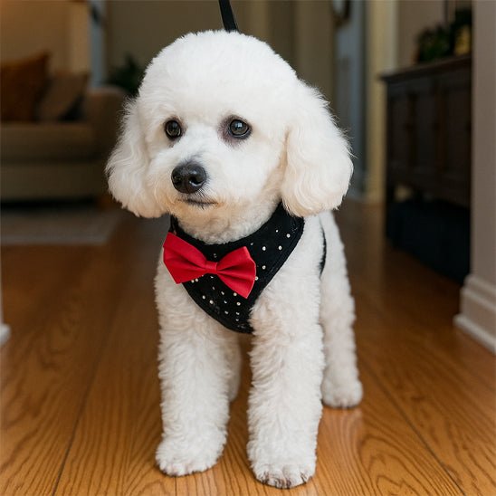 chiot elegant dans son harnais