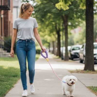 chiot-maitresse-balade-avec-laisse-pour-chien