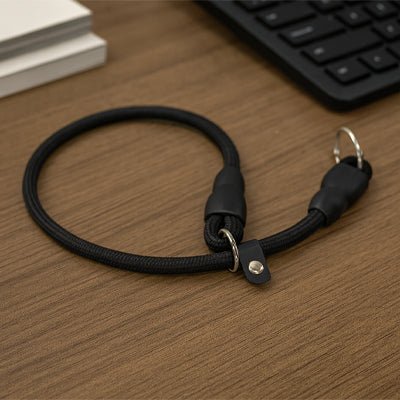 collier-pour-chien-noir-sur table