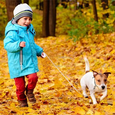 enfant-chien-balade-avec-laisse-enrouleur