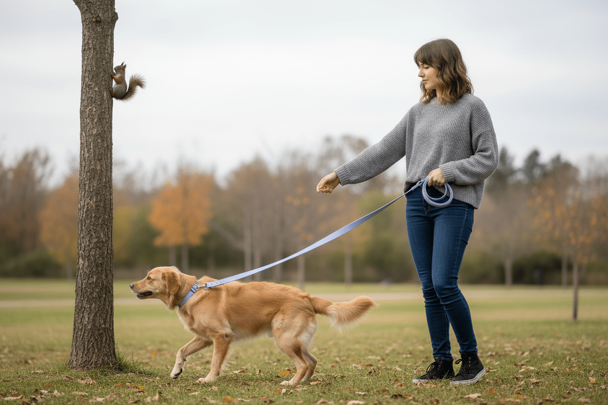 fille-chien-avec-longe-pour-obervant-ecureui
