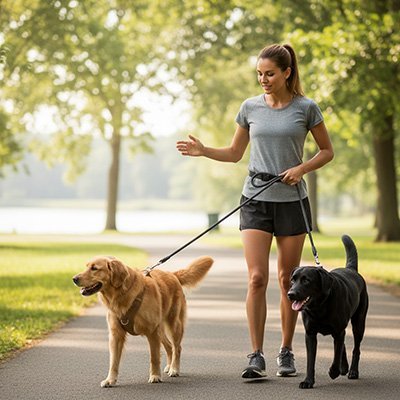 maitresse-balade-avec-chien-portant-laisse-pour-chien
