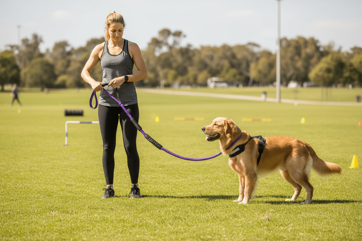max-entrainement-avec-maitre-laisse-pour-chien-violette