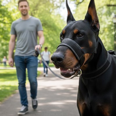 millou-balade-avec-sa-muselière -chien​