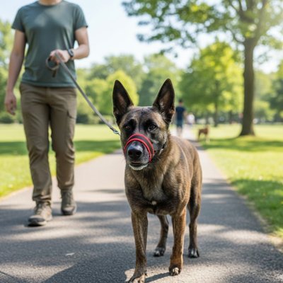 millou-sortie-reussie-avec-sa-muselière -chien​