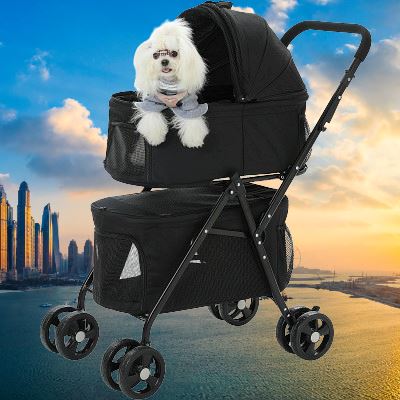Poussette pour Chien - PetStroller™ - Noir - GALAXY DES CHIENS